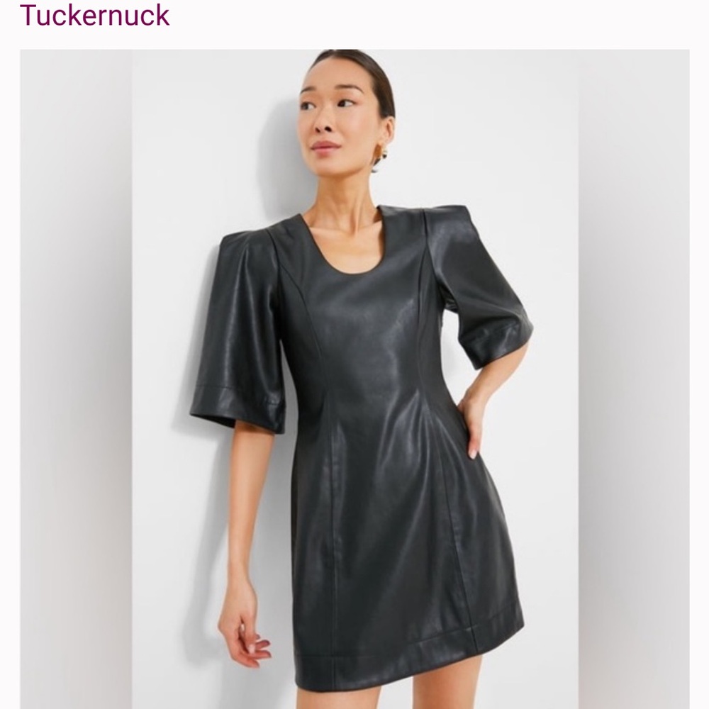 Black Faux Leather Tuckernuck Arielle Dress